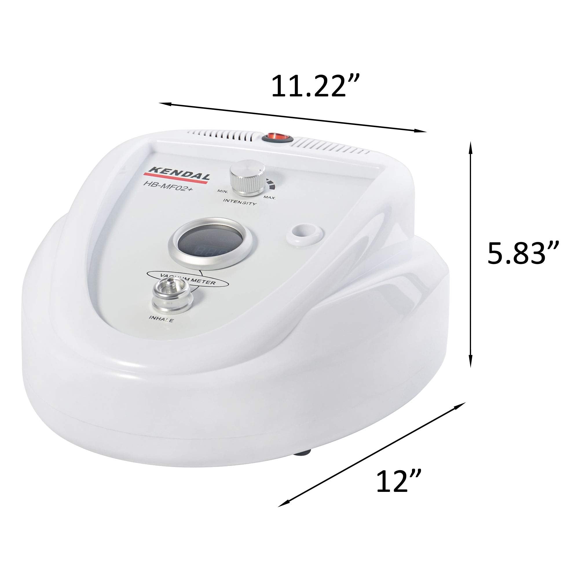 Kendal 2 in 1 Professional Diamond Microdermabrasion Machine with dimensions displayed. It is an ideal device purchase.